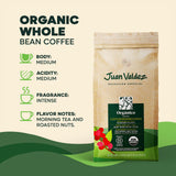 Juan Valdez Organic Whole Bean Coffee - Balanced Roast | 100% Colombian Arabica Beans | 100% Colombian Coffee - Balanced Profile with Moringa & Nutty