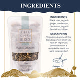 The Chai Box - Parsi Dream - Black Loose Leaf Tea w/Lemongrass, Ginger, Mint. A celebration of the beautiful Parsi culture - Made in Small Batches