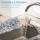 Microfiber Duster with Extension Pole(Stainless Steel) 30 to 100'', with Bendable Head, Extendable Long Duster for Cleaning Ceiling Fan, High Ceiling