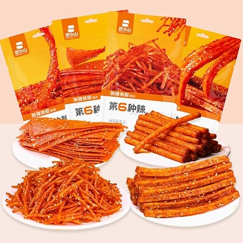 4 Flavors Mixed with Spicy Strips,Handmade Spicy Stick, Slightly Spicys and Sweet Flavor Chinese Snack,a Must-Have Snack for Leisure - ??(4