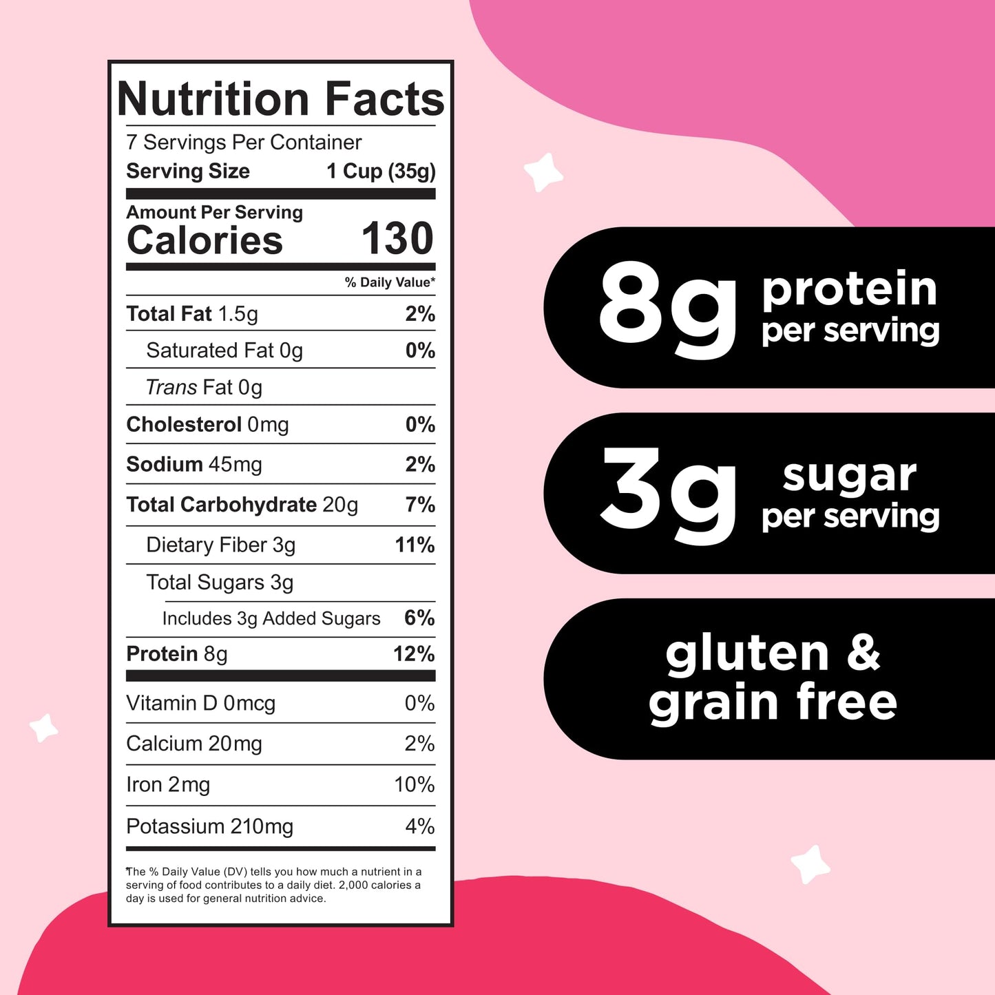 Three Wishes Grain-Free Protein Breakfast Cereal - 8g Protein and 3g Fiber - Healthy, Low-Sugar Breakfast Cereal, Gluten Free, Vegan-Friendly, Non-GMO