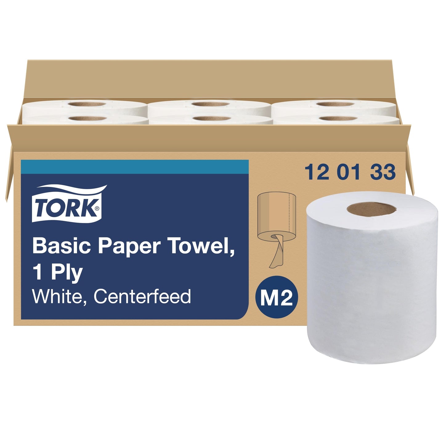 Tork Centerfeed Paper Wiper White M2, High Absorbency, 6 x 1000 Sheets, 120133