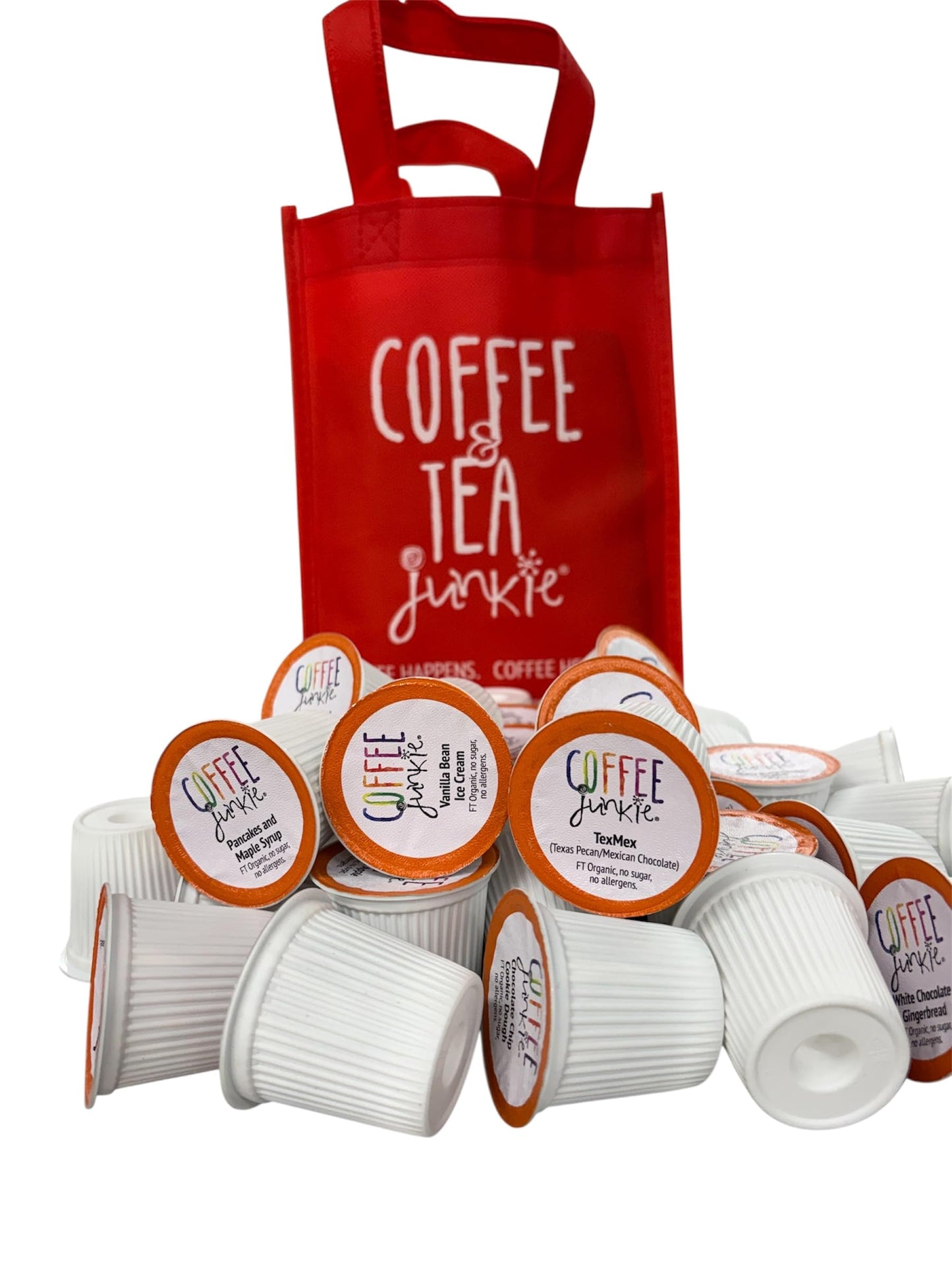 Coffee Junkie Organic Swiss Water Decaf Coffee Pods (Orange lids), 36 Cups + 1 Bonus, Single Serve, Seasonal Collection, Compatible with all 2.0
