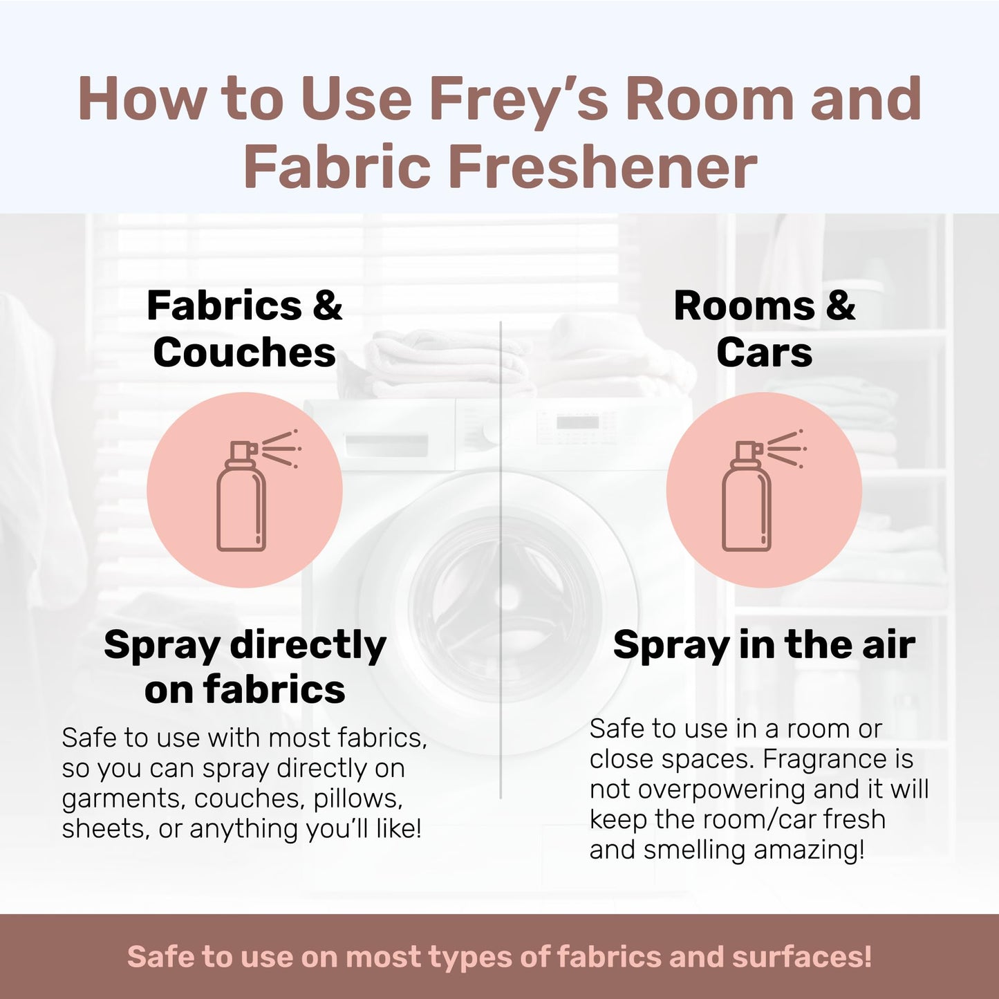 Frey Fabric Freshener Spray - Pack of 2 | Linen Spray Deodorizer for Laundry | Jasmine Rose | 2oz Bottles