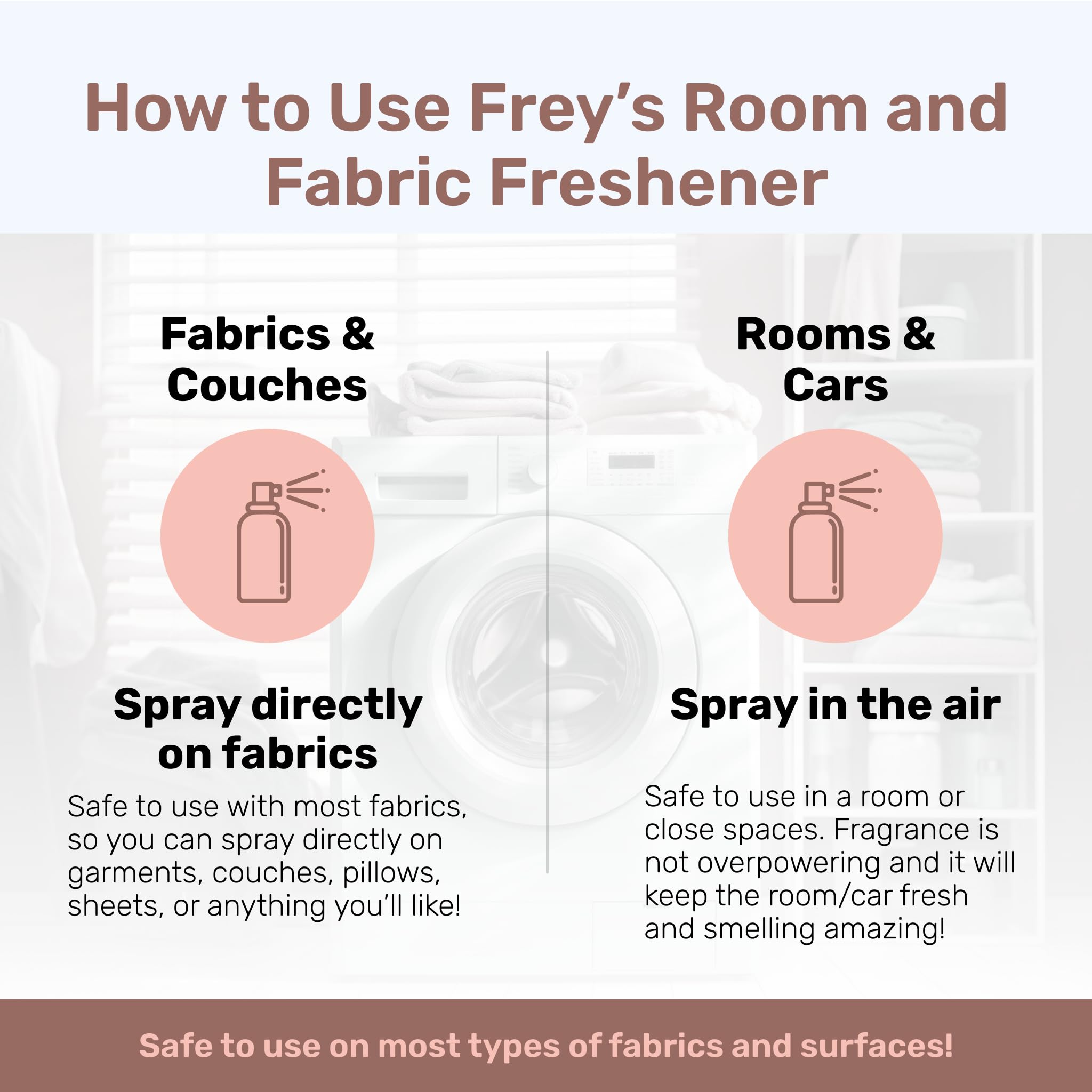 Frey Fabric Freshener Spray - Pack of 2 | Linen Spray Deodorizer for Laundry | Jasmine Rose | 2oz Bottles
