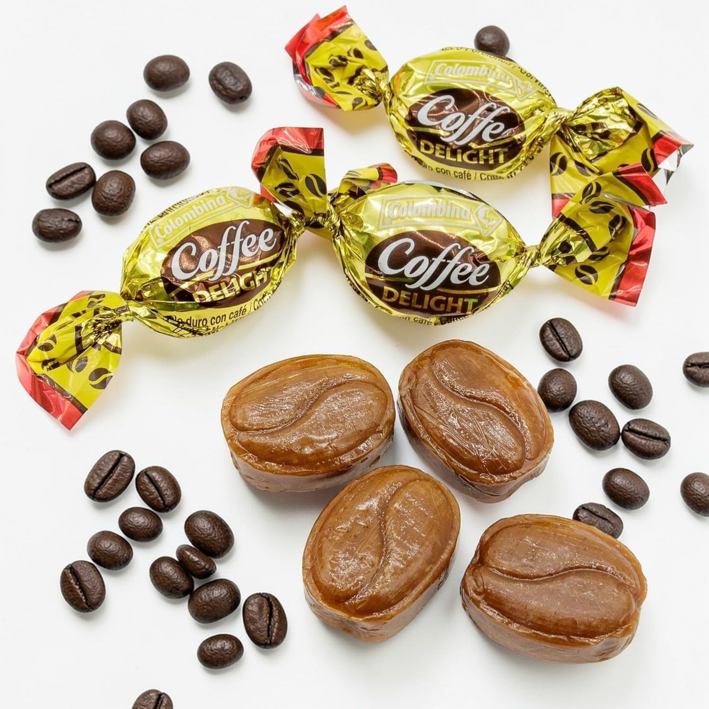 Colombian Coffee Flavor Filled Hard Candy-1.5 lbs Flavorful Coffee Filled Bon Bons for a Quick Burst of energy-Individually wrapped