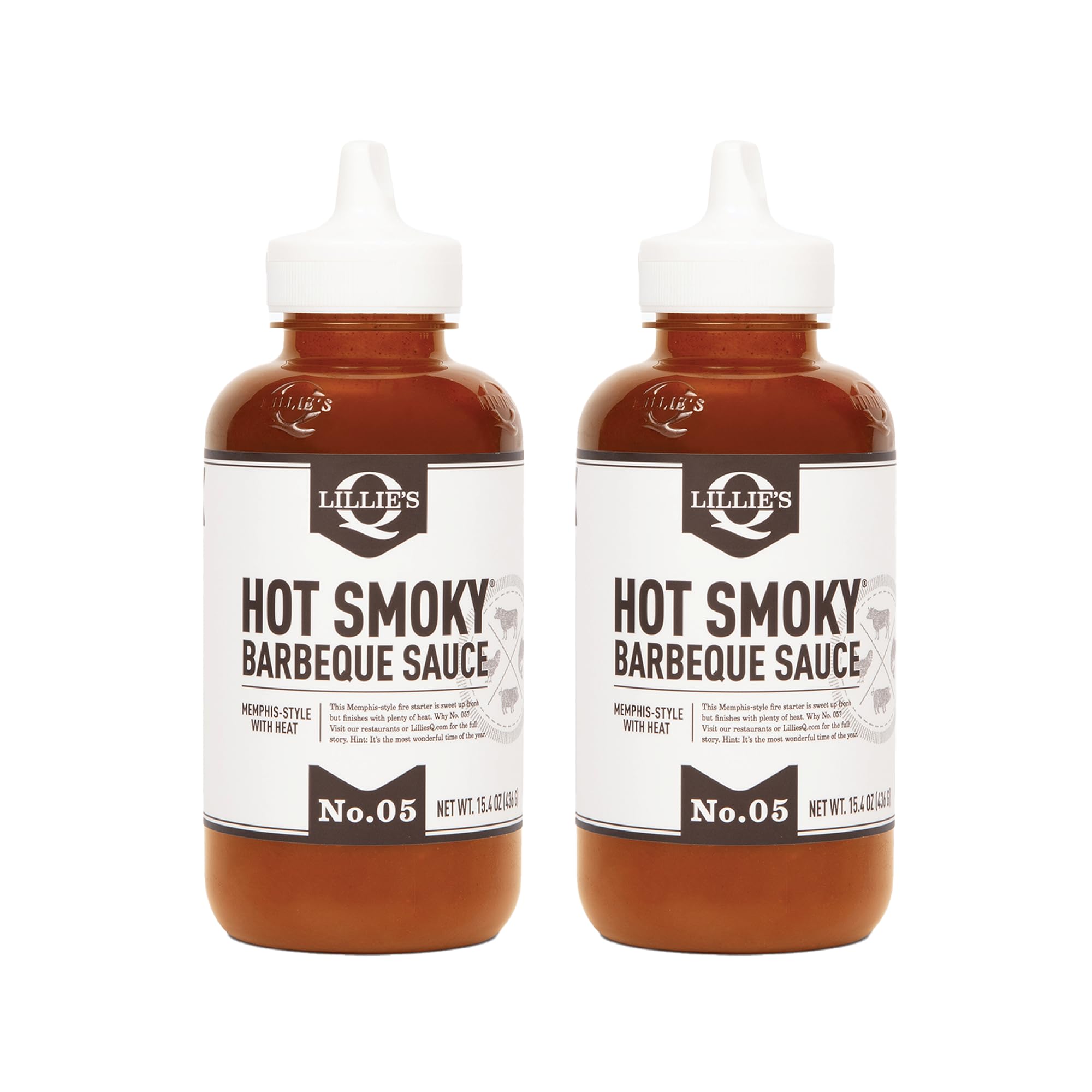 Lillie's Q - Hot Smoky BBQ Sauce, Gourmet Spicy BBQ Flavor (15.4 oz, 2-pack)