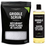 CARON & DOUCET - 100% Plant-Based Griddle Cleaning Soap and Salt Scrub Set: Best for Removing Rust & Cleaning Burnt On Food While Seasoning Griddle