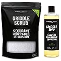 CARON & DOUCET - 100% Plant-Based Griddle Cleaning Soap and Salt Scrub Set: Best for Removing Rust & Cleaning Burnt On Food While Seasoning Griddle