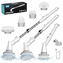Ultrean Spin Brush, Cordless Electric Spin Scrubber with 4 Replaceable Brush Heads Adjustable Extension Handle, 2 Speed Shower Scrubber for Cleaning