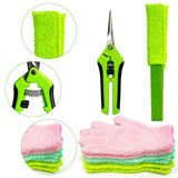 RRUAAZIW 10 Pcs Plants Cleaning Set Plant Leaf Cleaner Leaf Cleaning Tongs with Reusable Microfiber Gloves and Flower Pruning Shears for House