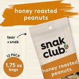 Snak Club Honey Roasted Peanuts, 1.75 oz Bags, 12 Pack
