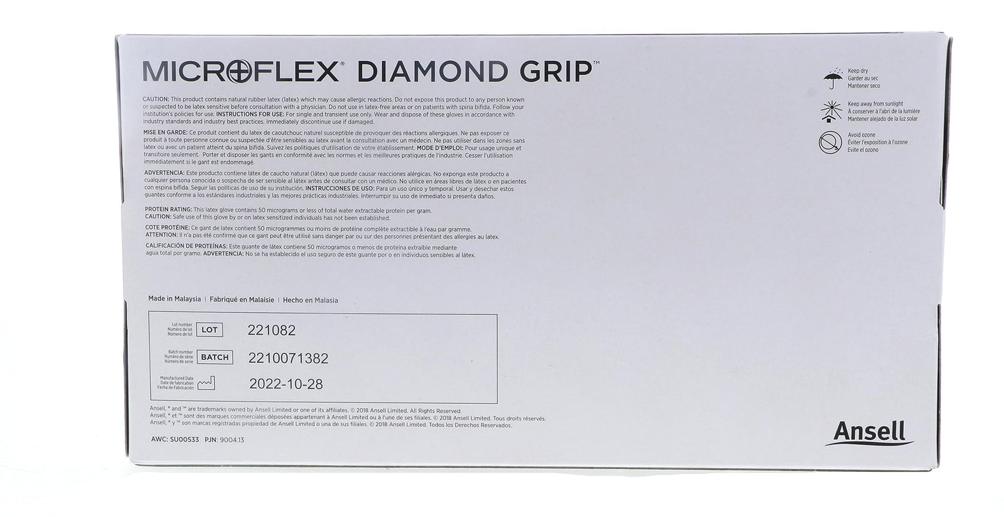 Ansell MICROFLEX Diamond Grip MF-300 Exam Standard Gloves - Size L, Natural (Box of 100)