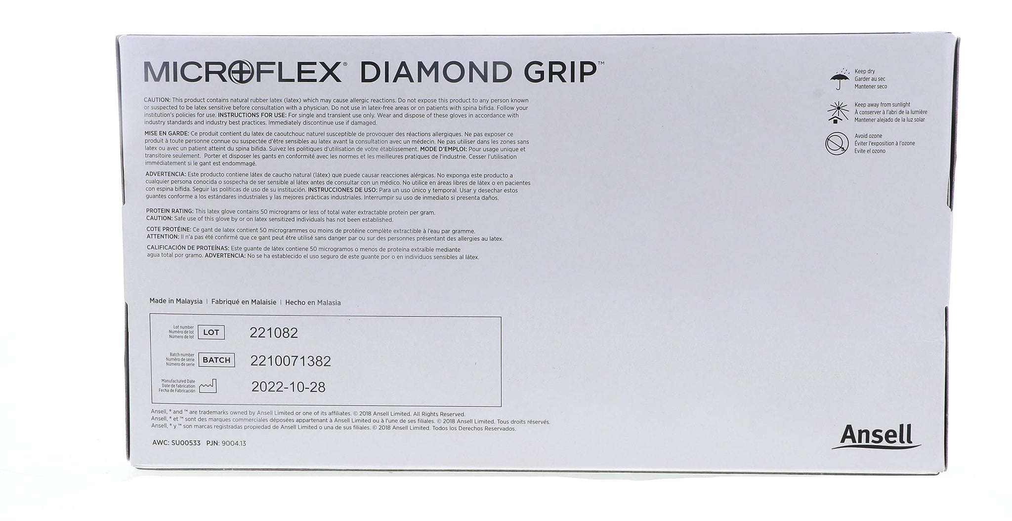 Ansell MICROFLEX Diamond Grip MF-300 Exam Standard Gloves - Size L, Natural (Box of 100)