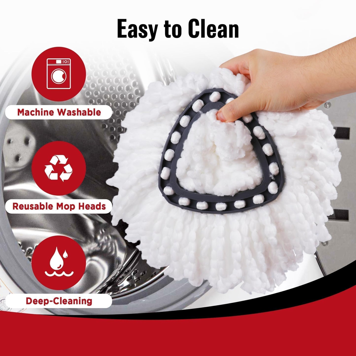 Mop Head Replacement for O-Cedar - Spin Mop Replacement Head - Microfiber Easywring Mop Heads with 1-Tank System, Machine Washable Mop Refill?Durable