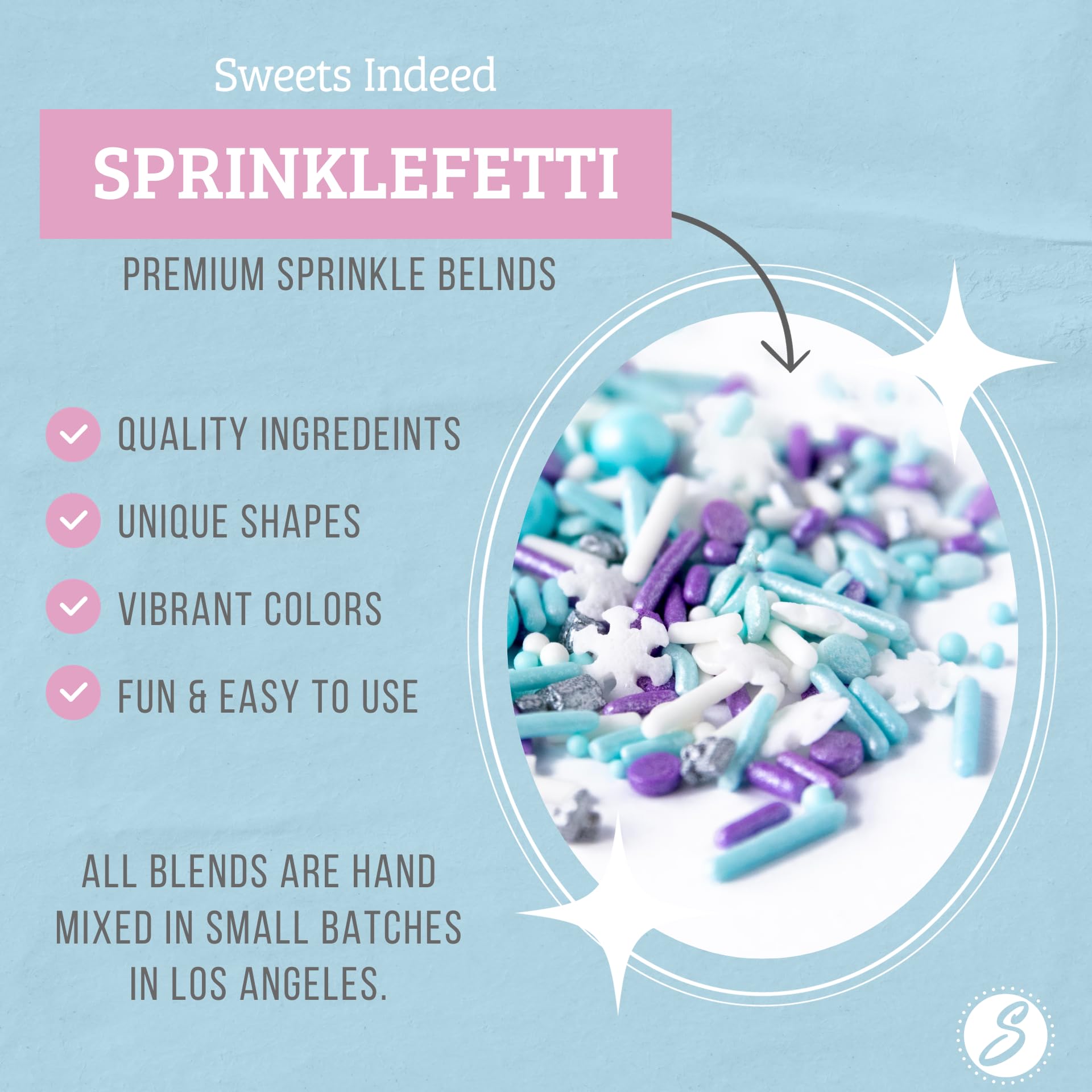 Sweets Indeed Christmas Spinkles, Snowflake Edible Sprinkle Mix, Perfect for Cake Decorations, Baking, Ice Cream, Cookies, Cupcake Topper