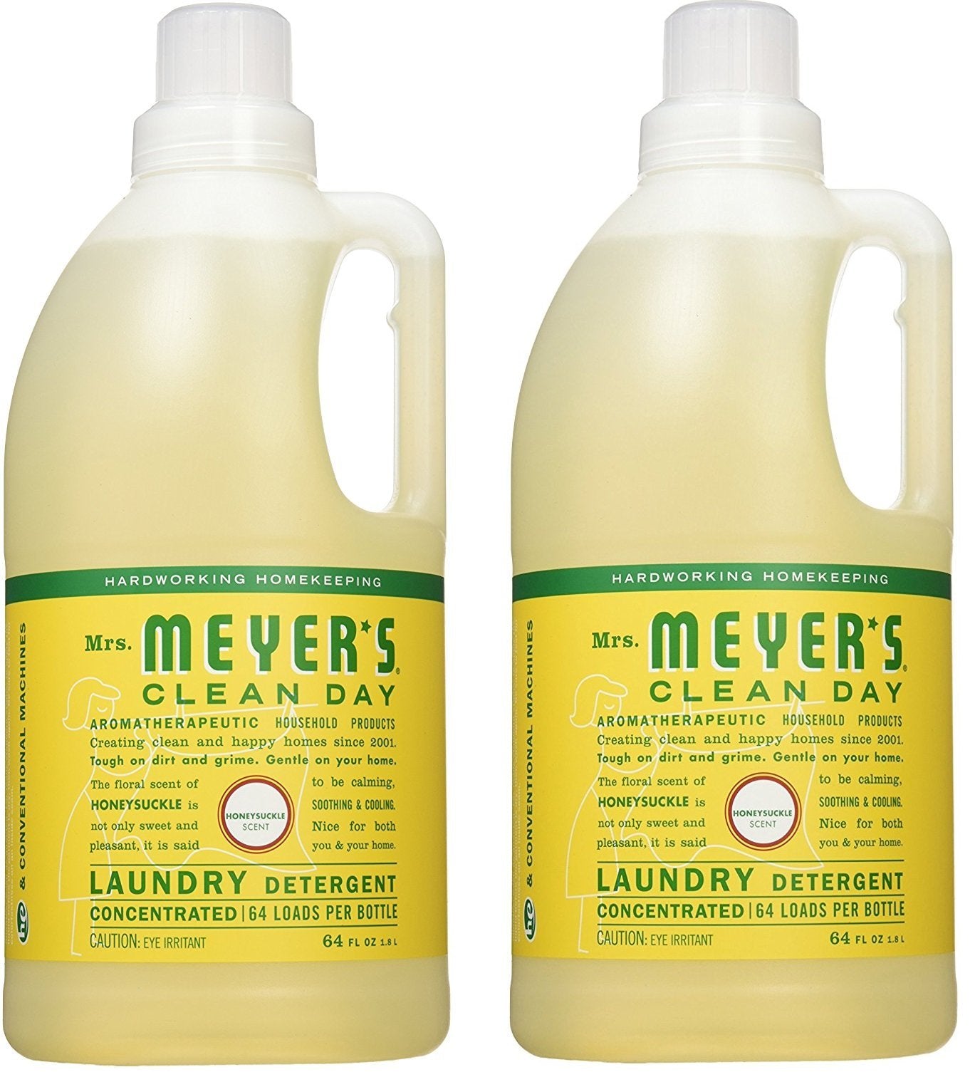 Mrs. Meyers Clean Day Laundry Detergent, Honeysuckle, 2 Count (64 fl oz. Each)
