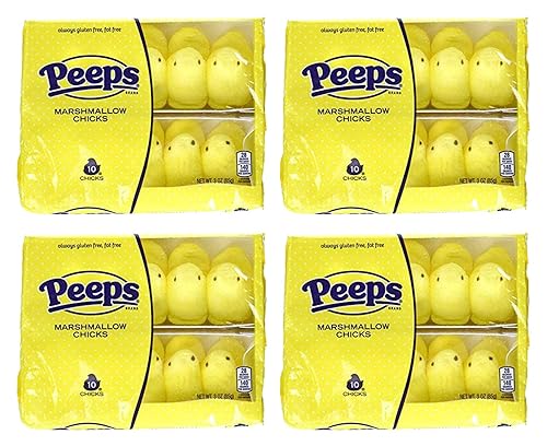 Marshmallow Peeps Yellow Chicks -10 Ct Tray - (Pack of 4)