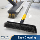 Yocada Floor Scrub Brush Telescopic Handle 2 in 1 Scrape Brush Stiff Bristle Shower Scrubber for Cleaning Patio Bathroom Garage Kitchen Wall Deck Tub