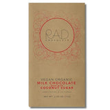 Rad Chocolate Vegan Milk Chocolate Coconut Sugar | 3 Pack | Certified Organic | Gluten & Soy Free Chocolate | Paleo Friendly