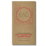 Rad Chocolate Vegan Milk Chocolate Coconut Sugar | 3 Pack | Certified Organic | Gluten & Soy Free Chocolate | Paleo Friendly