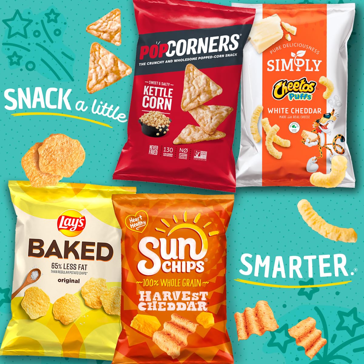 Popcorners Snacks Gluten Free Chips, 2 Flavor Variety Pack, 0.625oz Bags (8 Pack)