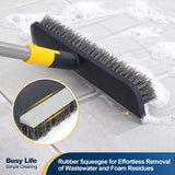 Yocada Floor Scrub Brush Telescopic Handle 2 in 1 Scrape Brush Stiff Bristle Shower Scrubber for Cleaning Patio Bathroom Garage Kitchen Wall Deck Tub
