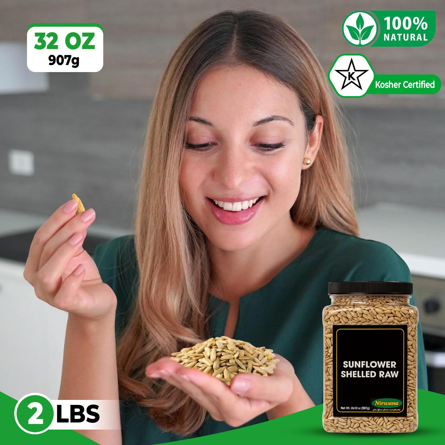 Sunflower Seeds Shelled Raw -Jar - Pantry Staple for Snacking and Recipes