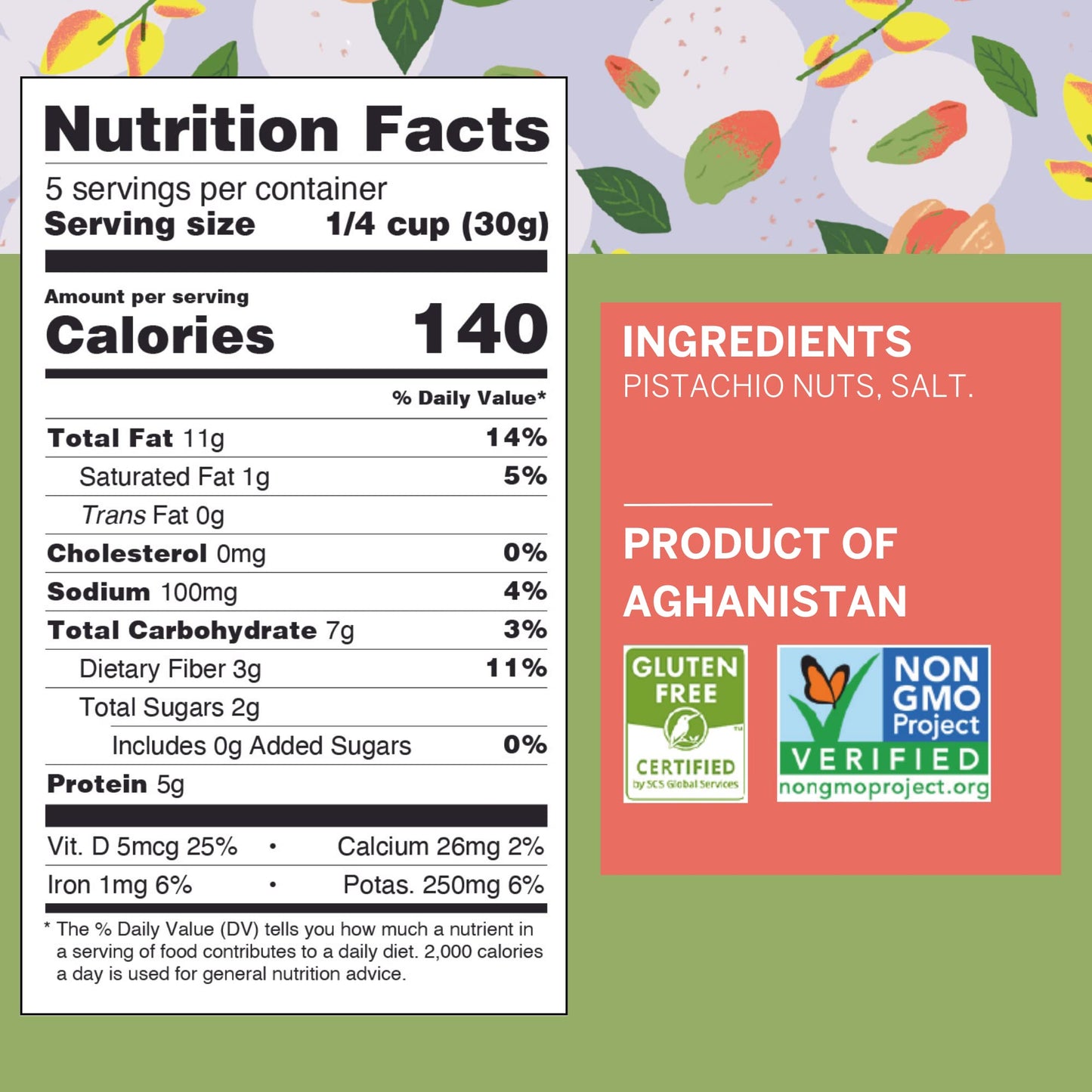Ziba Foods Wild-Grown Baby Pistachio Kernels | Non-GMO, Vegan, Gluten Free Snack, Nuts | Wild Grown, Dry Roasted & Salted | Healthy, Delicious Snack
