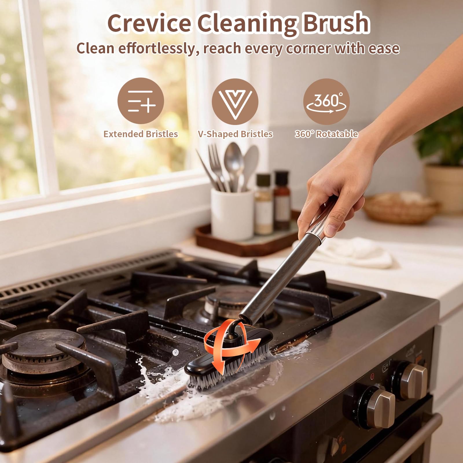 6-in-1 360° Kitchen Brush, Dish Brush Set, Cleaning Brushes for Dishes, Pots, Sinks & Kitchen Utensils, Multi-Purpose Kitchen Supplies,Father's Day