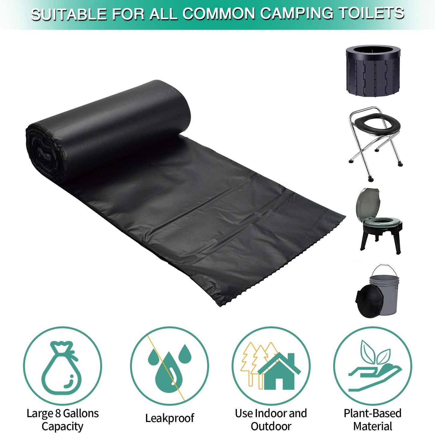 Sailortenx 80 Compostable Poop Bags: 8 Gallon, 5 Gallon Bucket & Outdoor Camping Disposable Biodegradable Waste Bags