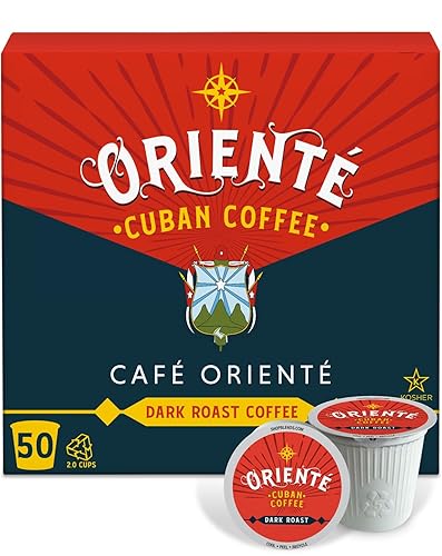 Oriente Dark Roast Coffee Pods, 50 ct, Cuban Inspired Coffee in Single Serve Pods - 100% Arabica Coffee, Compatible with Keurig K Cups Maker