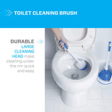 Mr. Clean Toilet Plunger and Bowl Brush Combo with Caddy, 3-Piece Heavy-Duty Plunger, Toilet Brush, and Caddy Set, White/Blue