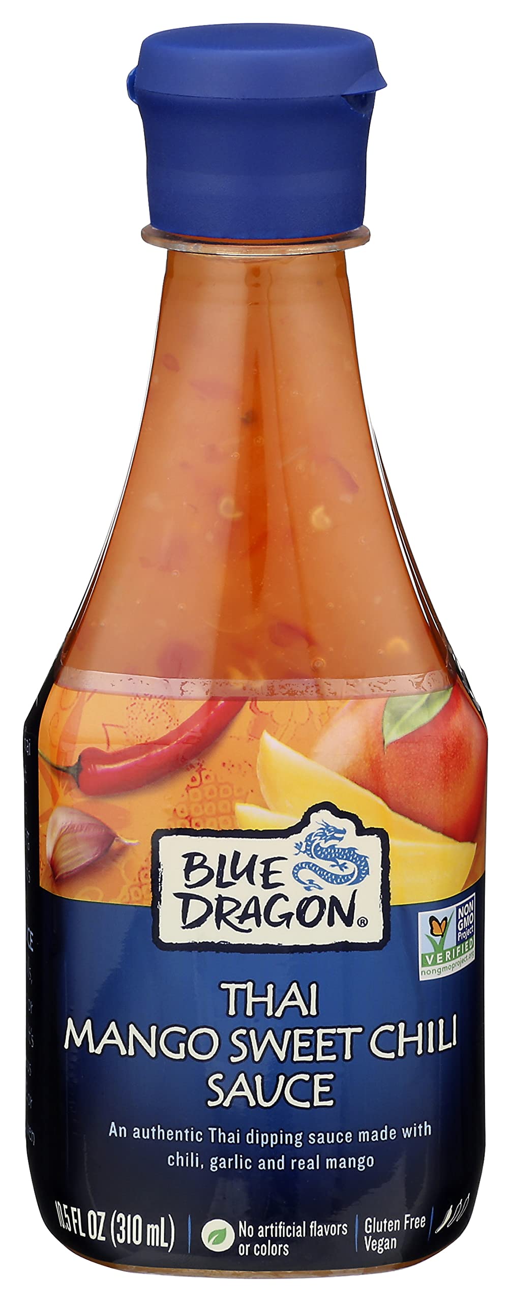 Blue Dragon Thai Mango Sweet Chili Sauce, Dipping Sauce, Marinade, Squeezy Bottle, Gluten Free, Vegan, 10.5 Ounce (Pack of 1)