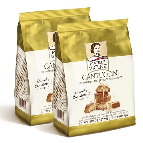 Cantuccini Biscotti by Matilde Vicenzi | Gourmet Italian Almond Mini Biscotti Cookies| Made in Italy | 7.94oz (225g) Bag-2 Pack | All-Natural, Kosher