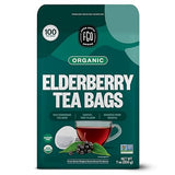 FGO Organic Elderberry Tea, 100 Count, Eco-Conscious Tea Bags, Resealable Bag, Packaging May Vary (Pack of 1)