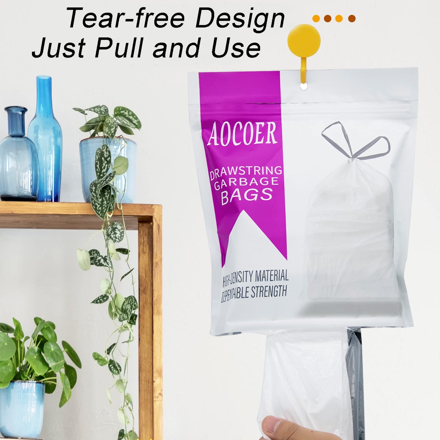 AOCOER Drawstring Garbage Bags 4 Gallon 144 count