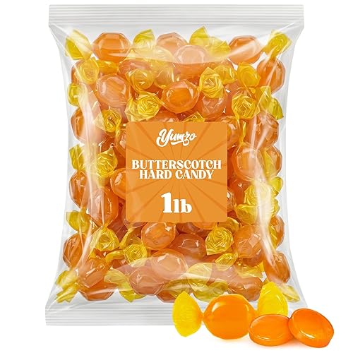 Butterscotch Hard Candy 1 LB Bulk Bag - Individually Wrapped Candy - Yellow Butter scotch Discs Candies for Office, Parties, Bowls and Holidays
