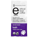 Ethical Bean Lush Medium Dark Roast Fairtrade Organic Whole Bean Coffee, 12 oz Bag