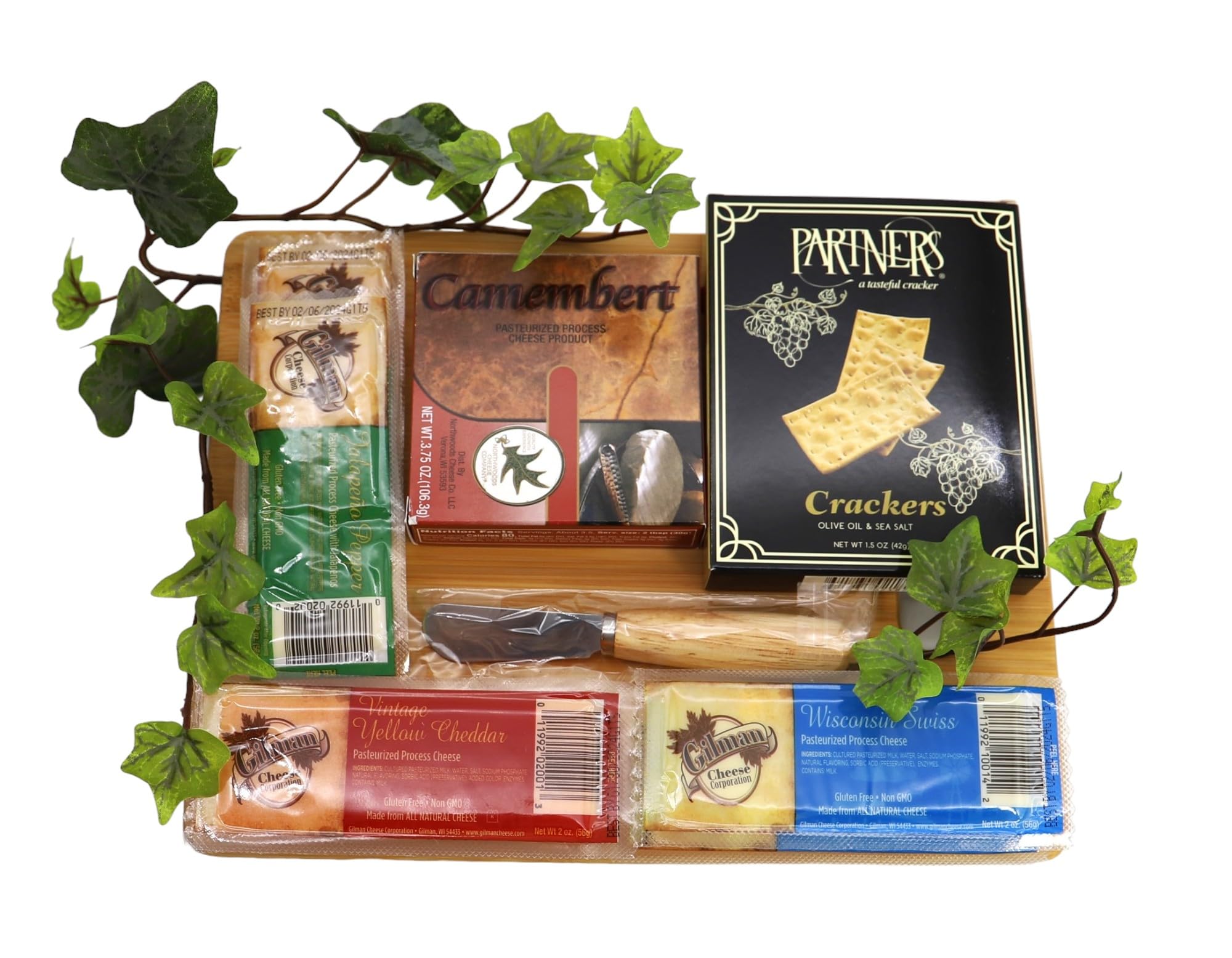 Gift Basket Village: Sweet Home Sampler - Gourmet Cheese & Cracker Cutting Board Set