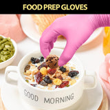 GuassLee 100 Pack Pink Vinyl Disposable Gloves - Latex Free and Power Free Food Grade Exam Gloves for Cleaning, Food Prep, Kitchen Use, Medium