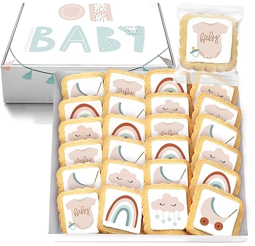 Boho Baby Cookies boy girl Individually Wrapped Party Favors Baby Shower 24 Pack Bulk gender neutral gift basket Earth Tones Baby Shirt Pacifier