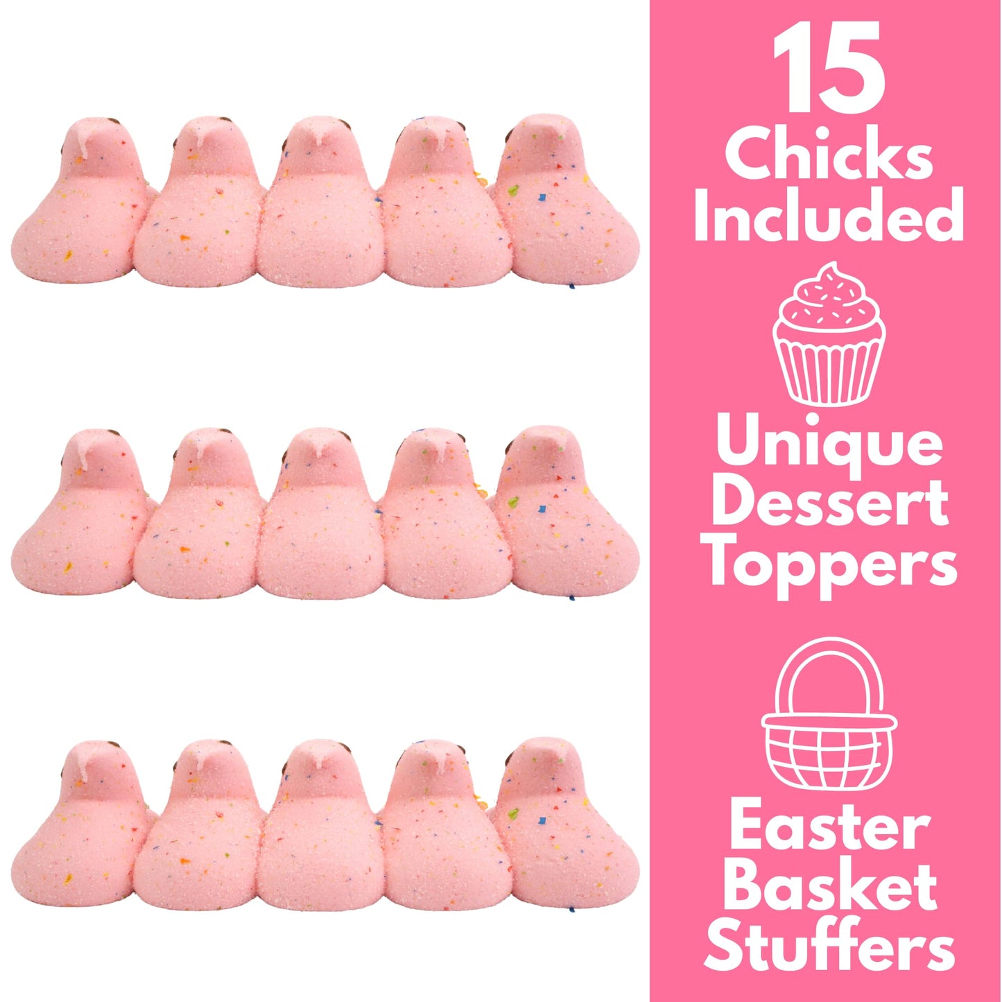 Frosted Strawberry Poptart Peeps Marshmallow Chicks, Easter Basket Stuffer Candy, 5 Count Boxes, Pack of 3
