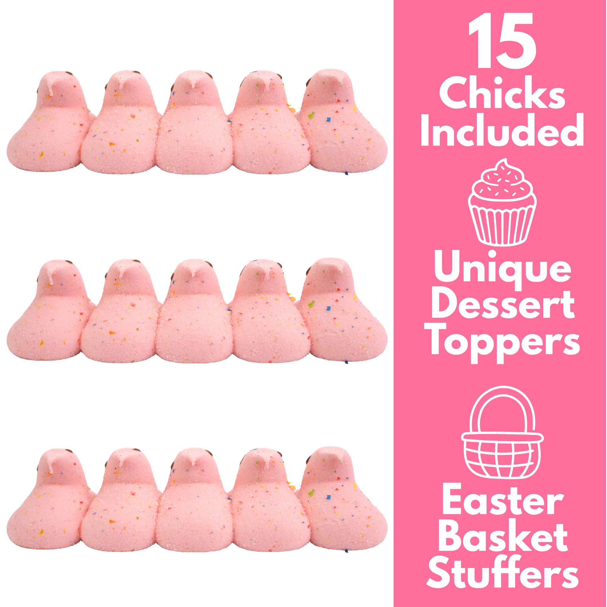 Frosted Strawberry Poptart Peeps Marshmallow Chicks, Easter Basket Stuffer Candy, 5 Count Boxes, Pack of 3