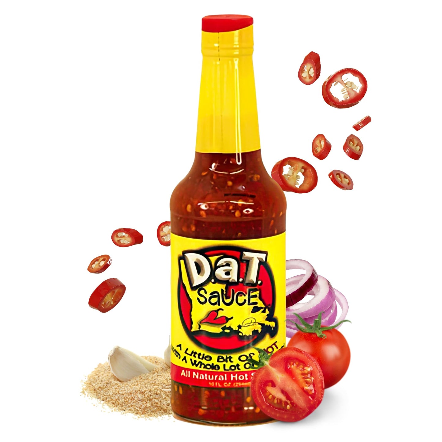 D.A.T. SAUCE A LITTLE BIT OF HOT WITH A WHOLE LOT OF FLAVOR D.a.T. SaUcE, The True Louisiana Original, Gluten Free, No MSG, No Preservatives, All