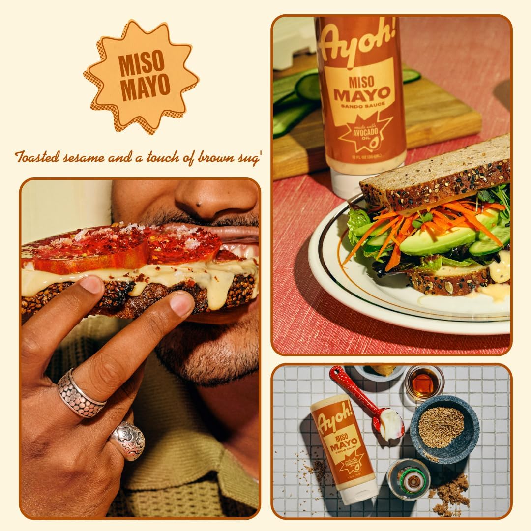 Ayoh! Miso Mayo with Avocado Oil | 12 oz (Pack of 1) | Gluten Free, Non-GMO, Keto Friendly | Ultimate Condiment for Sandwiches, Burgers, Bowls, Dips