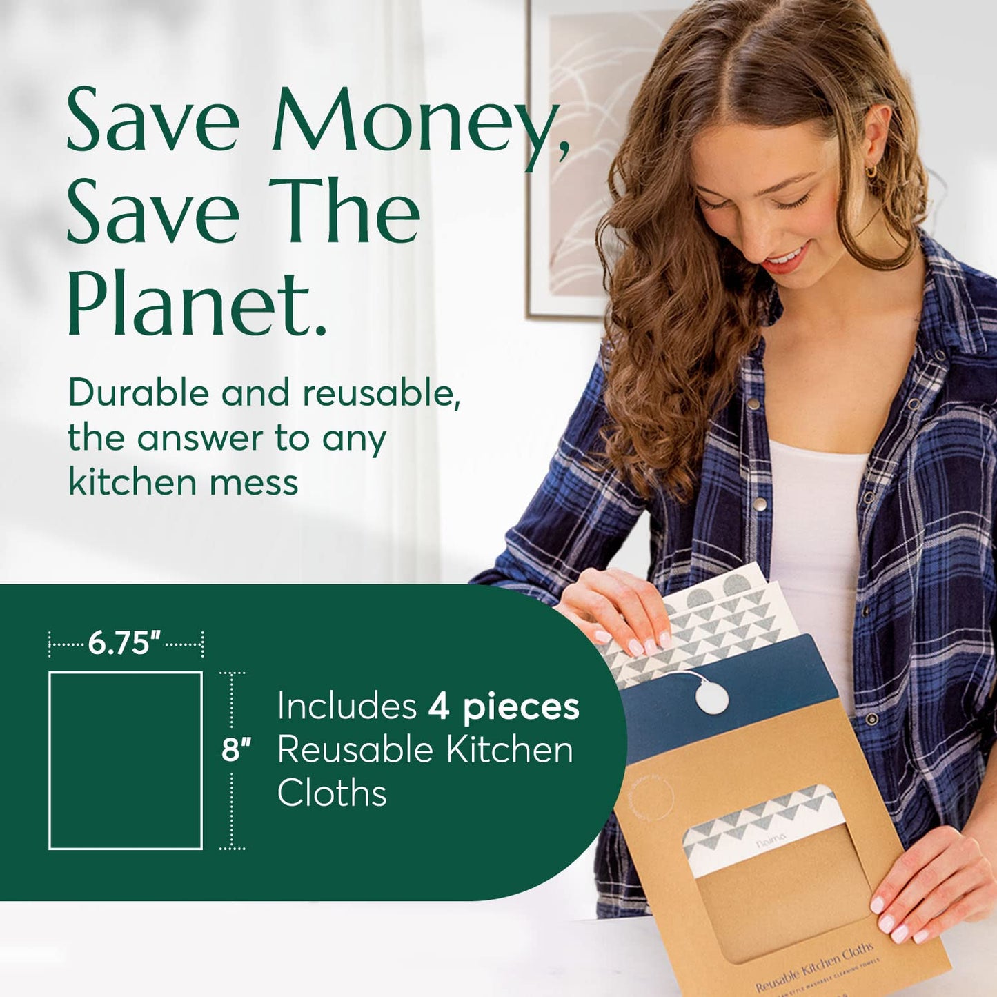 CLEANOMIC Reusable Kitchen Cloths (4 Pack) - Kitchen Washcloths, Dish Towels, Cleaning Cloths, Dish Cloths for Washing Dishes, Dish Rags for Washing