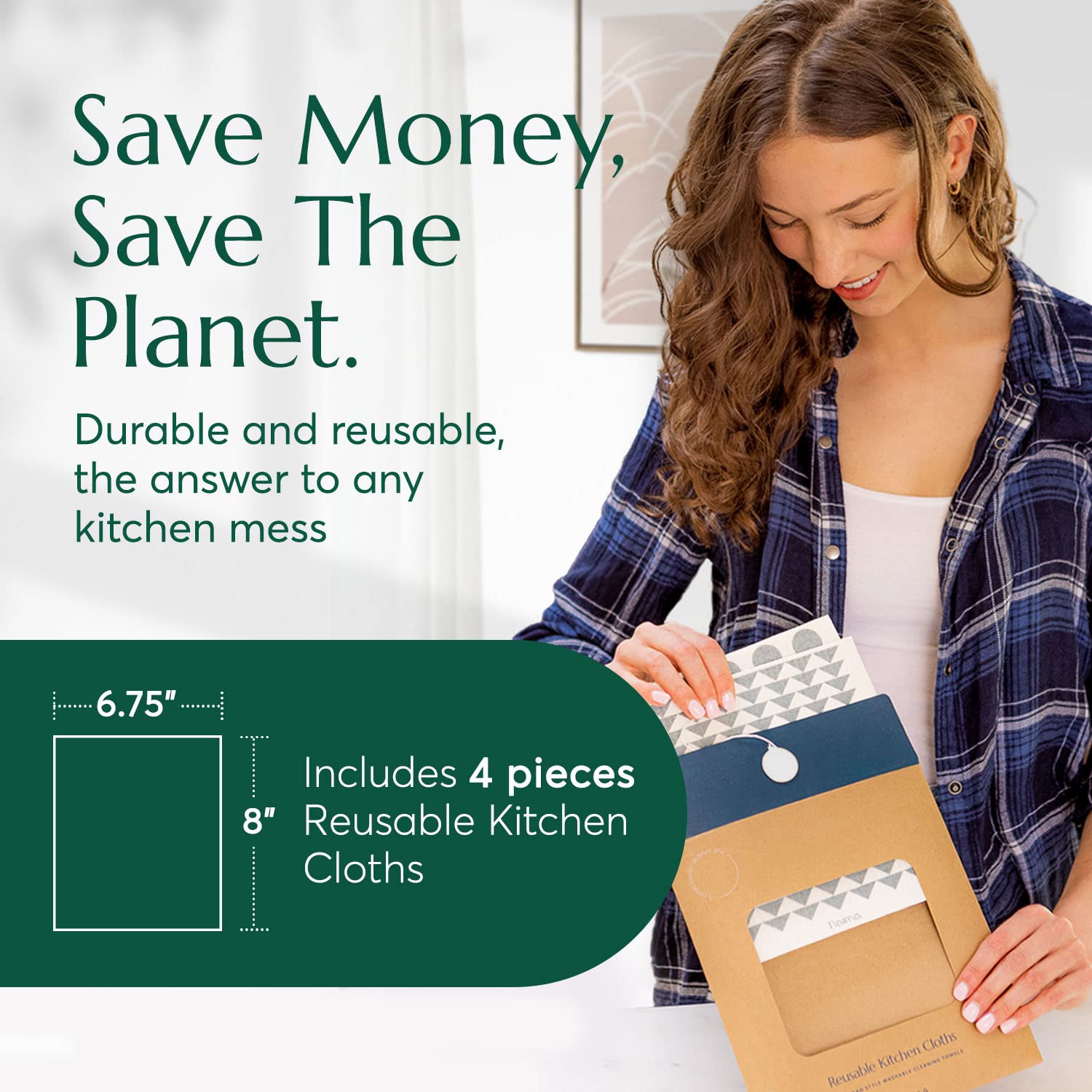 CLEANOMIC Reusable Kitchen Cloths (4 Pack) - Kitchen Washcloths, Dish Towels, Cleaning Cloths, Dish Cloths for Washing Dishes, Dish Rags for Washing