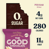 THE GOOD CHOCOLATE - Double Crunch Dark Chocolate Bars with 90% Less Sugar & Lower Net Carbs - Keto Chocolate Bar with Lower Calories, All Natural