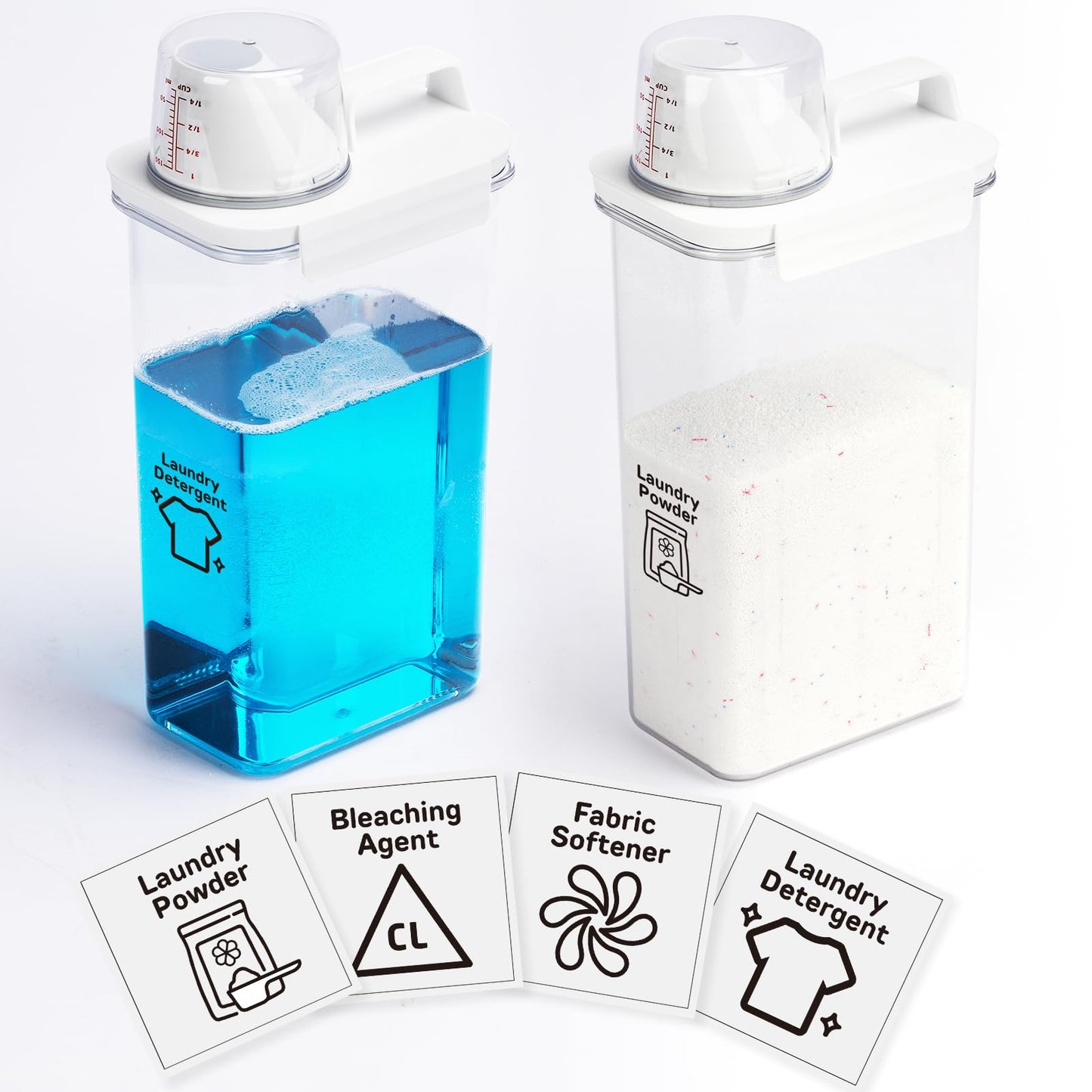 Bikkii Laundry Detergent Dispenser-2 Pack, 78 oz Detergent Dispenser with 4 Removable Labels, Laundry Soap Dispenser for Laundry Room Organization